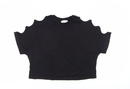 Bershka Women's Black Cold Shoulder T-Shirt S