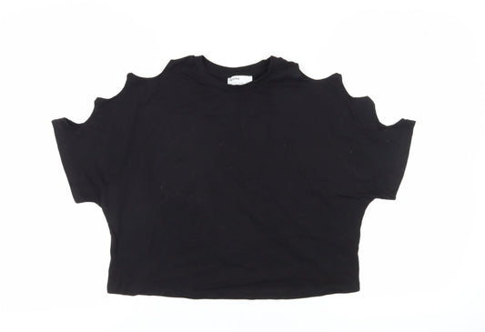 Bershka Women's Black Cold Shoulder T-Shirt S