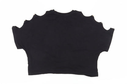 Bershka Women's Black Cold Shoulder T-Shirt S