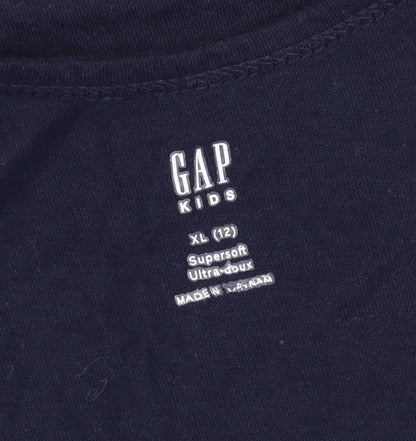 GAP Girls Blue Sequin Logo Tank Top, 12 Years, Cotton