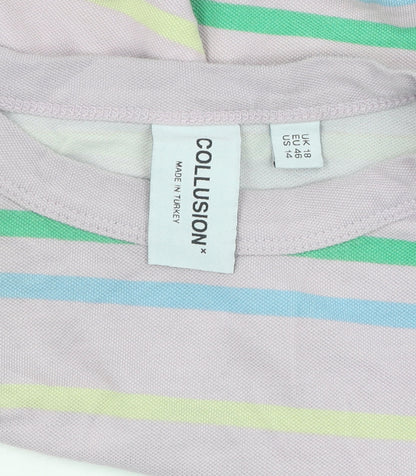 Womens UK Size 18 COLLUSION Multicoloured Basic T-Shirt