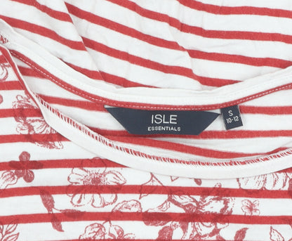 Edinburgh Woollen Mill Women's Red Striped T-Shirt Small