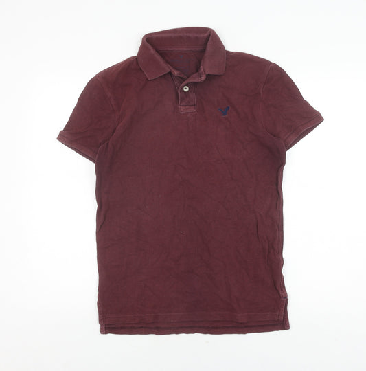 American Eagle Men's Burgundy Classic Fit Polo S