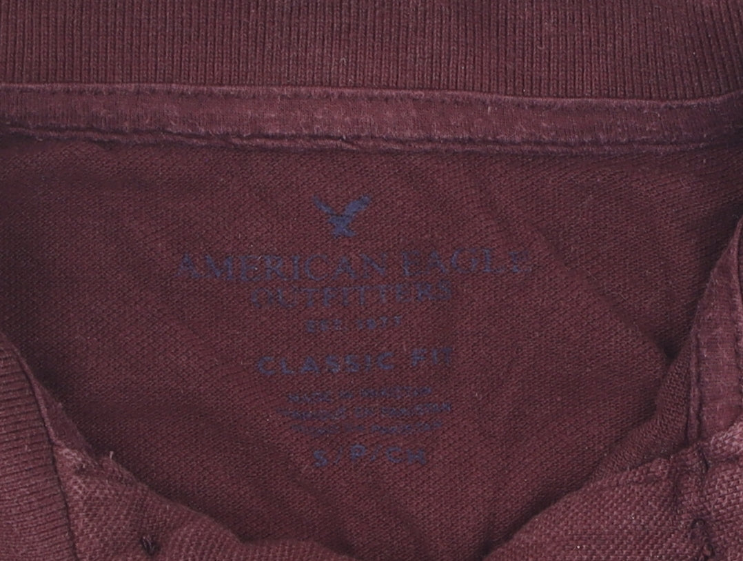 American Eagle Men's Burgundy Classic Fit Polo S