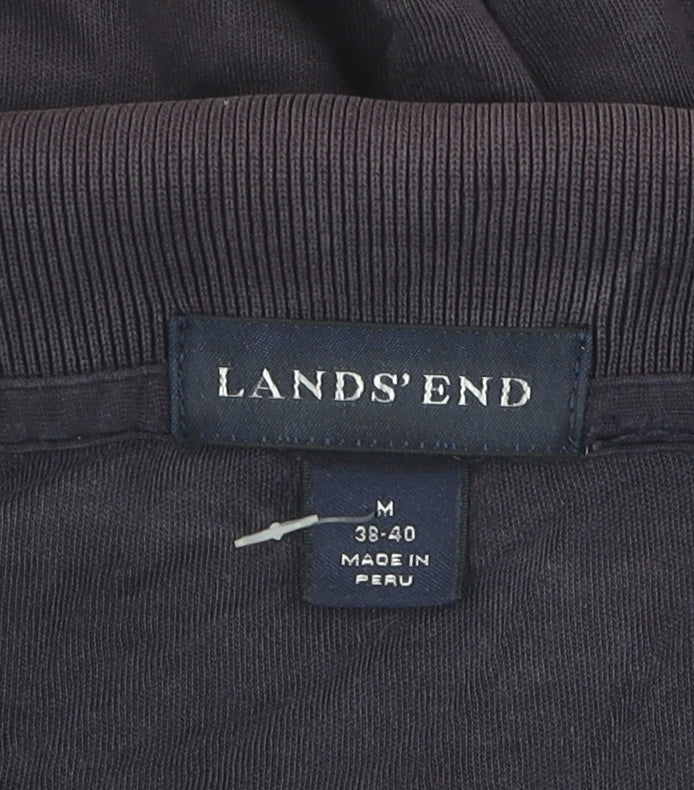 Lands' End Men's Black M Polo Shirt - Cotton, Casual