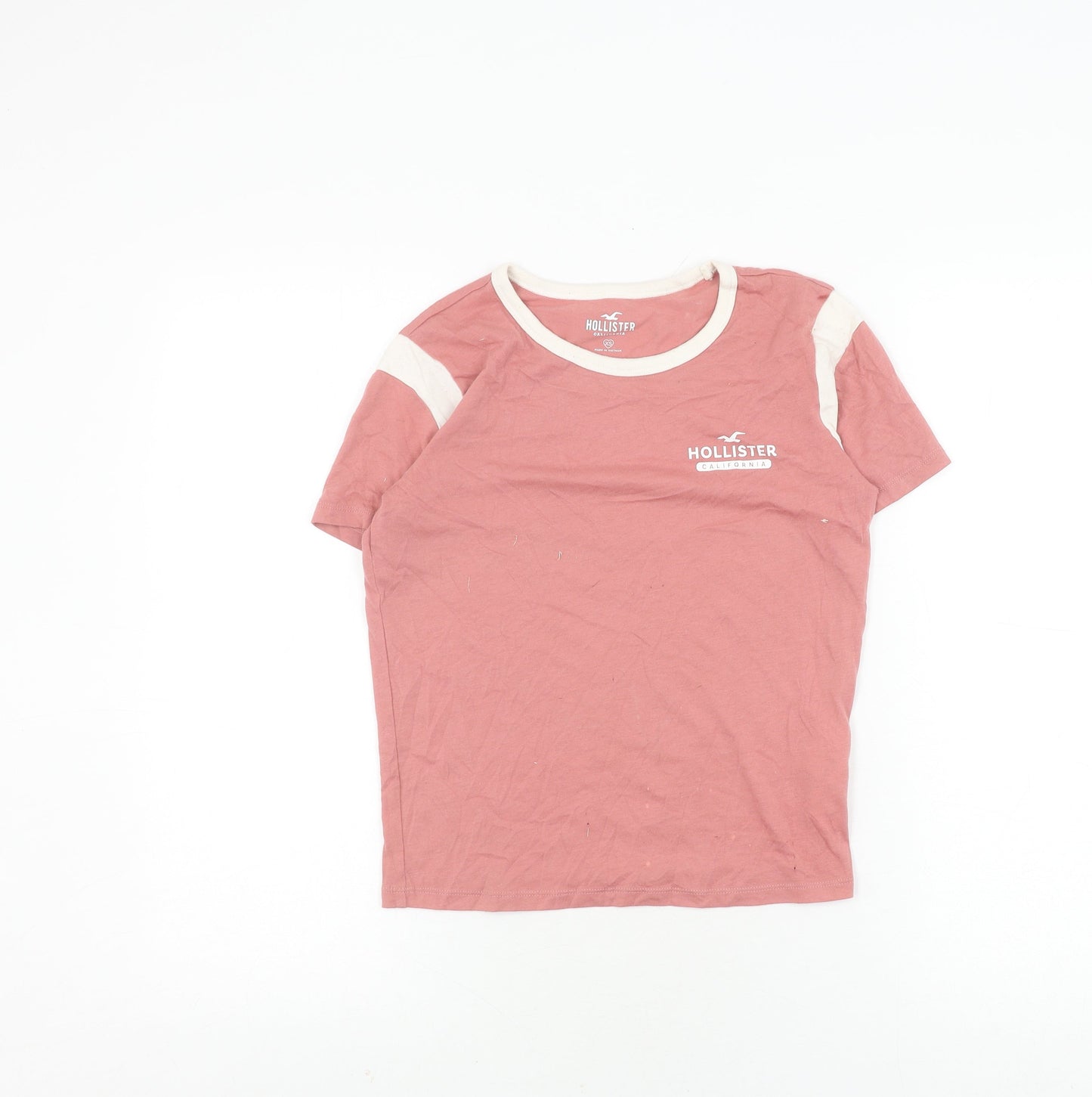 Womens UK Size XS Hollister Pink Ringer T-Shirt