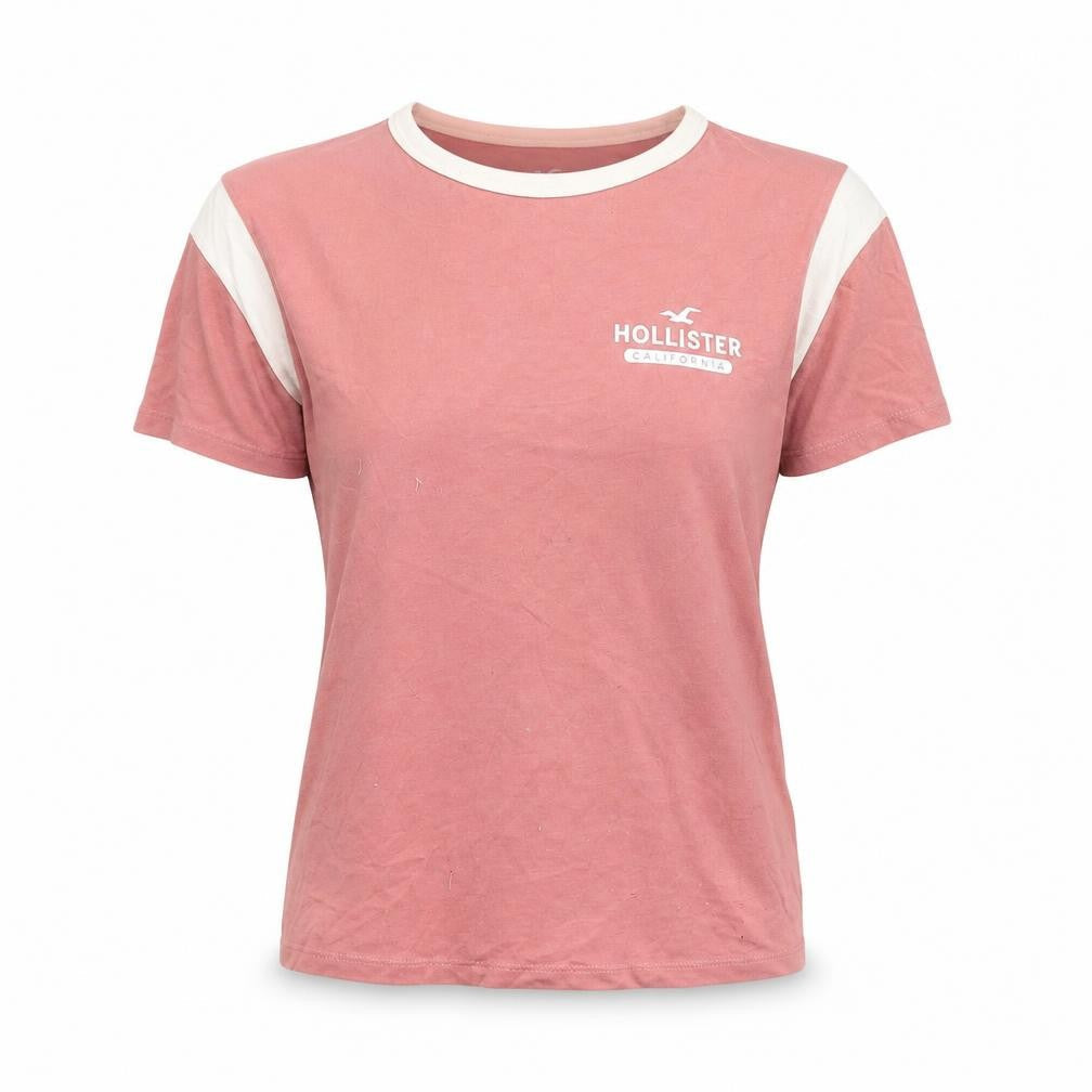 Womens UK Size XS Hollister Pink Ringer T-Shirt