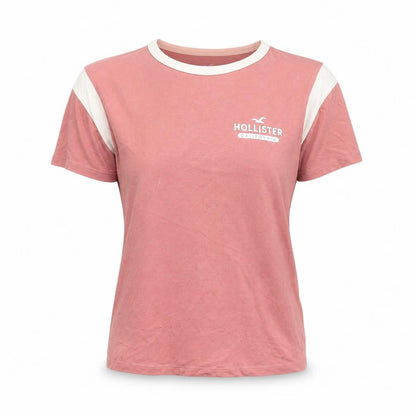 Womens UK Size XS Hollister Pink Ringer T-Shirt