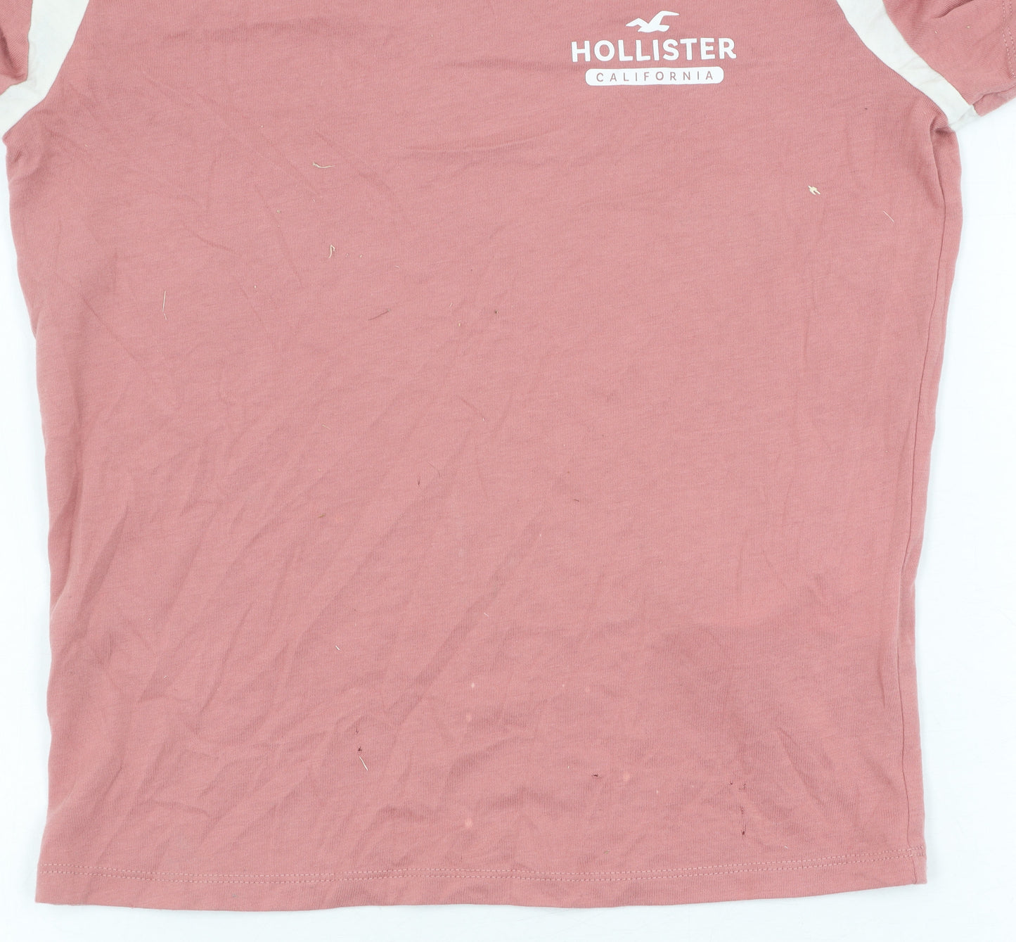 Womens UK Size XS Hollister Pink Ringer T-Shirt