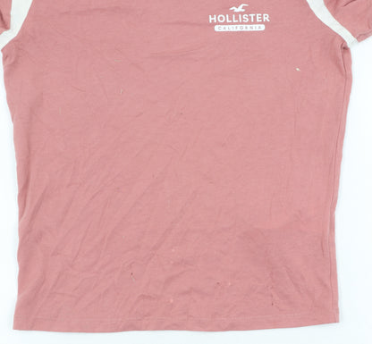 Womens UK Size XS Hollister Pink Ringer T-Shirt