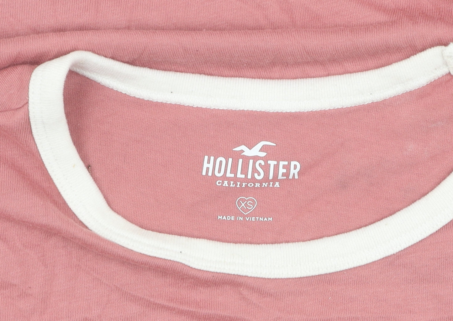 Womens UK Size XS Hollister Pink Ringer T-Shirt