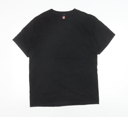 Mens UK Size L Hanes Black  T-Shirt