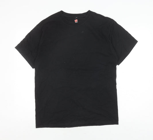 Mens UK Size L Hanes Black  T-Shirt