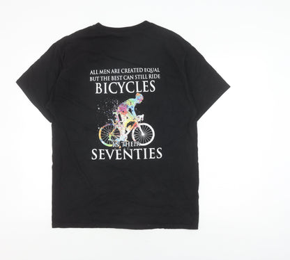 Mens UK Size L Hanes Black  T-Shirt