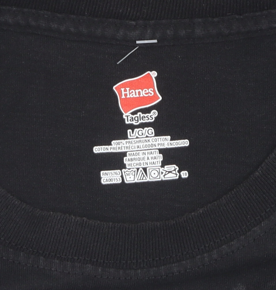 Mens UK Size L Hanes Black  T-Shirt