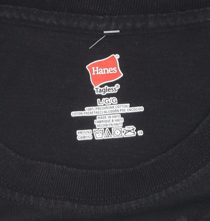Mens UK Size L Hanes Black  T-Shirt