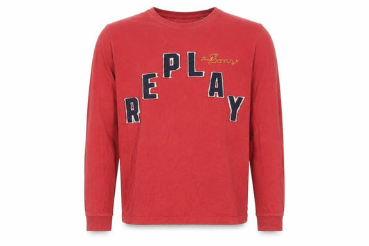 Front view of Replay and Sons Teens Red XL Pullover Logo Jumper