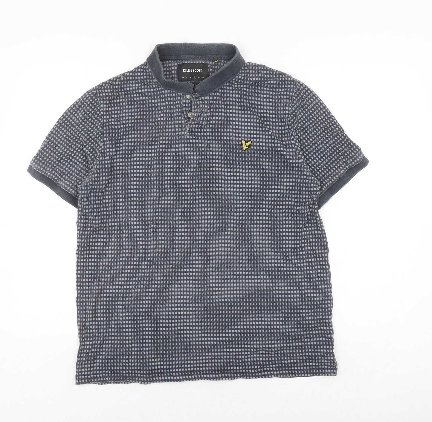 Lyle & Scott Men's Grey Geometric Polo Shirt L