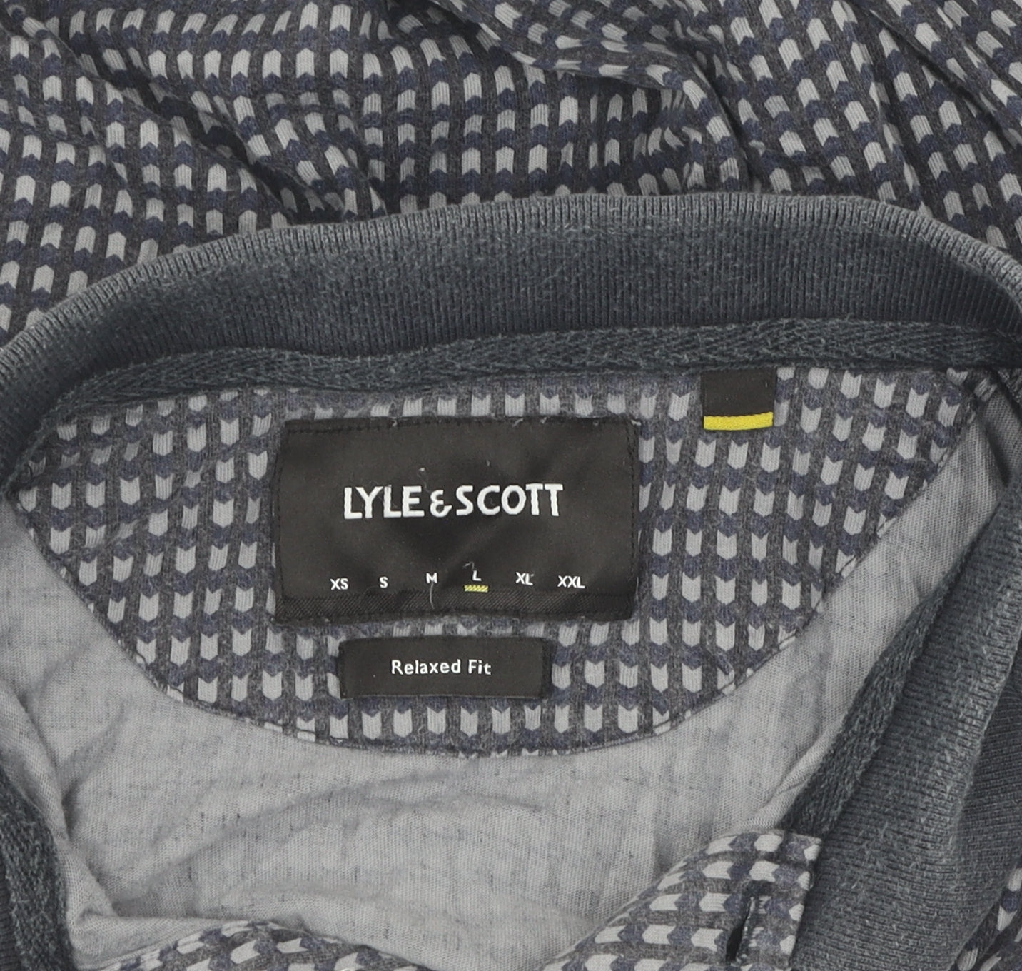 Lyle & Scott Men's Grey Geometric Polo Shirt L