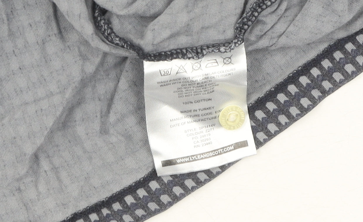 Lyle & Scott Men's Grey Geometric Polo Shirt L