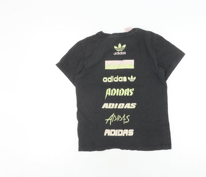 Adidas Unisex Kids Black Graphic Print T-Shirt 11-12 Years