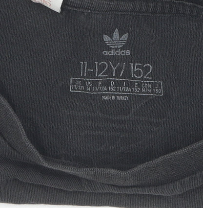 Adidas Unisex Kids Black Graphic Print T-Shirt 11-12 Years