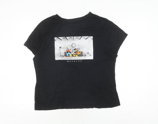 Unisex Adults UK Size L Disney Black  T-Shirt