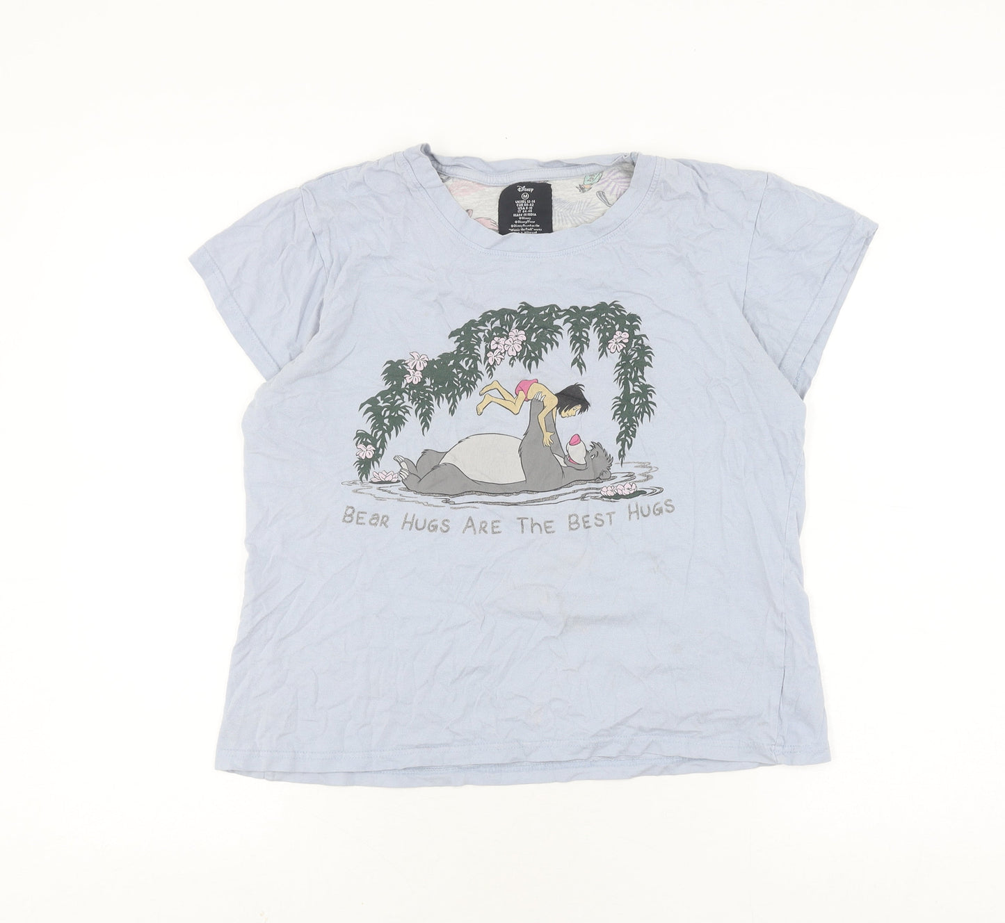 Womens UK Size M Disney Blue Basic T-Shirt