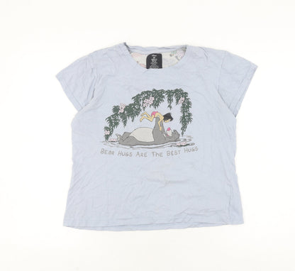Womens UK Size M Disney Blue Basic T-Shirt