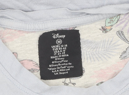 Womens UK Size M Disney Blue Basic T-Shirt