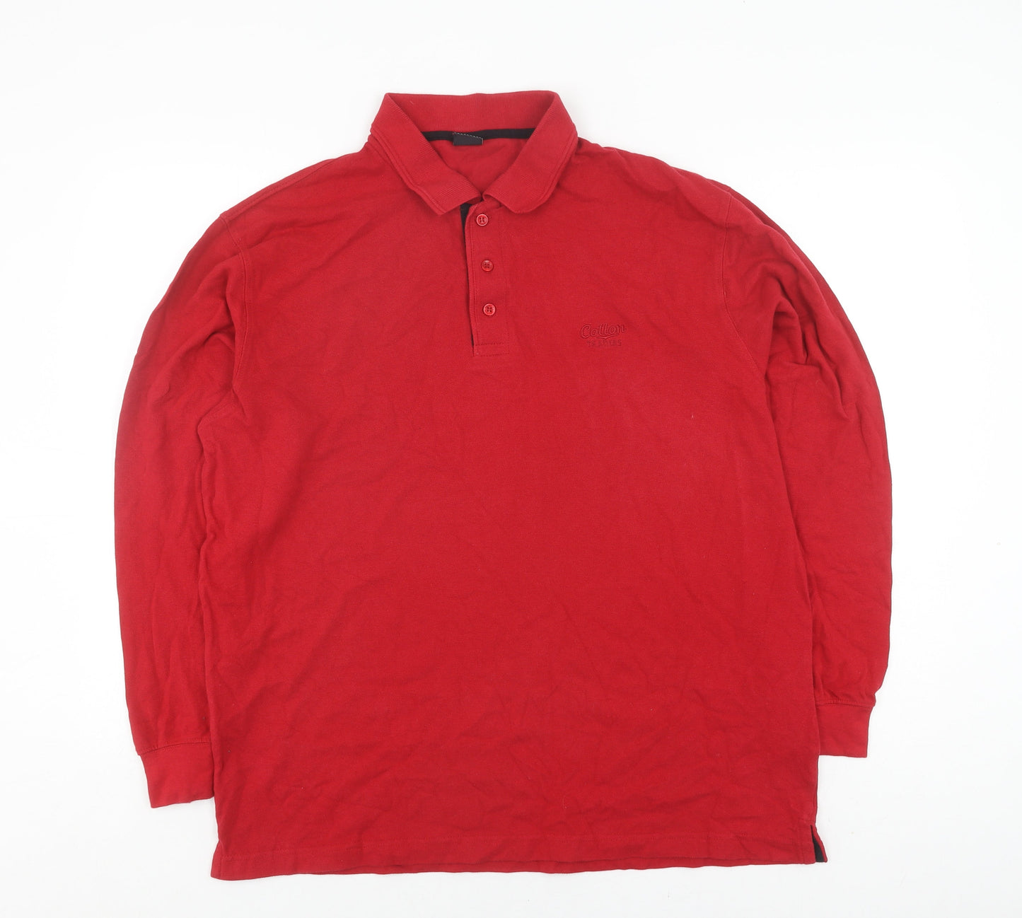 Mens UK Size L Cotton Traders Red Henley Sweatshirt