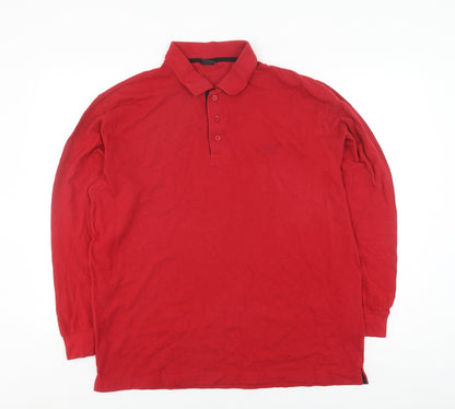 Mens UK Size L Cotton Traders Red Henley Sweatshirt