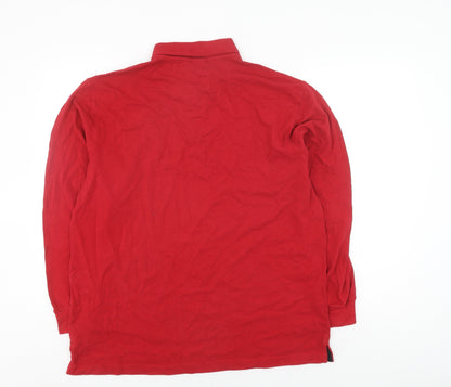Mens UK Size L Cotton Traders Red Henley Sweatshirt