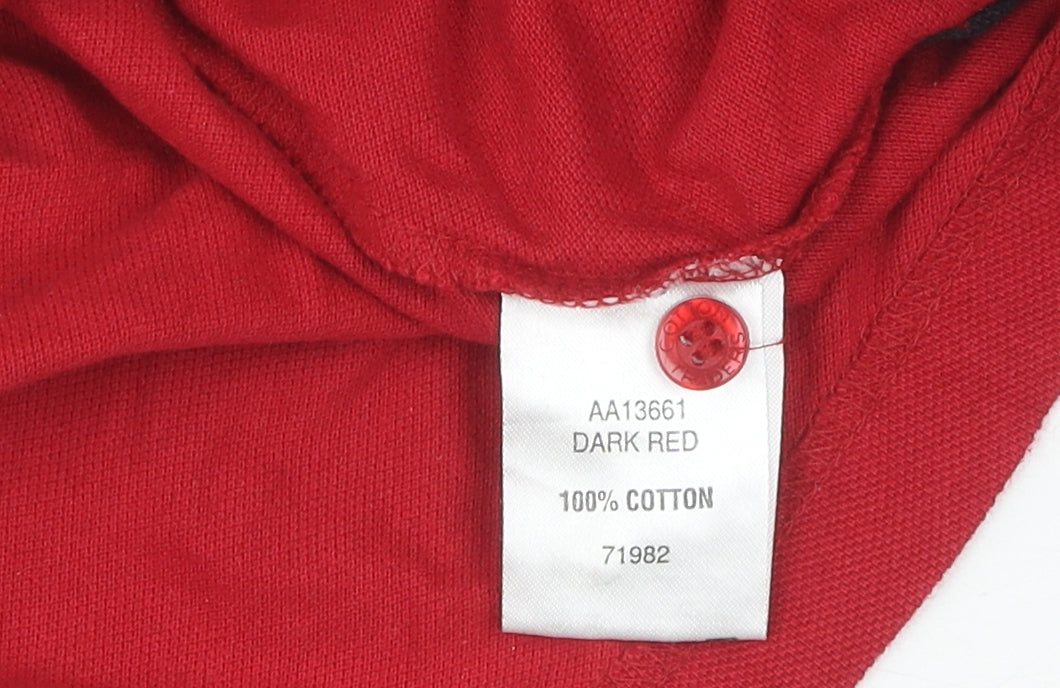 Mens UK Size L Cotton Traders Red Henley Sweatshirt