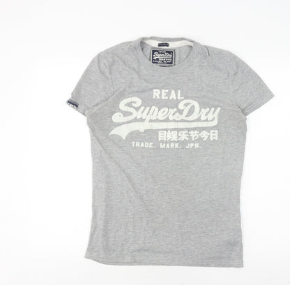 SuperDry Men's Grey Logo T-Shirt, Size S, Casual Style