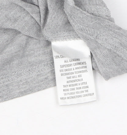 SuperDry Men's Grey Logo T-Shirt, Size S, Casual Style