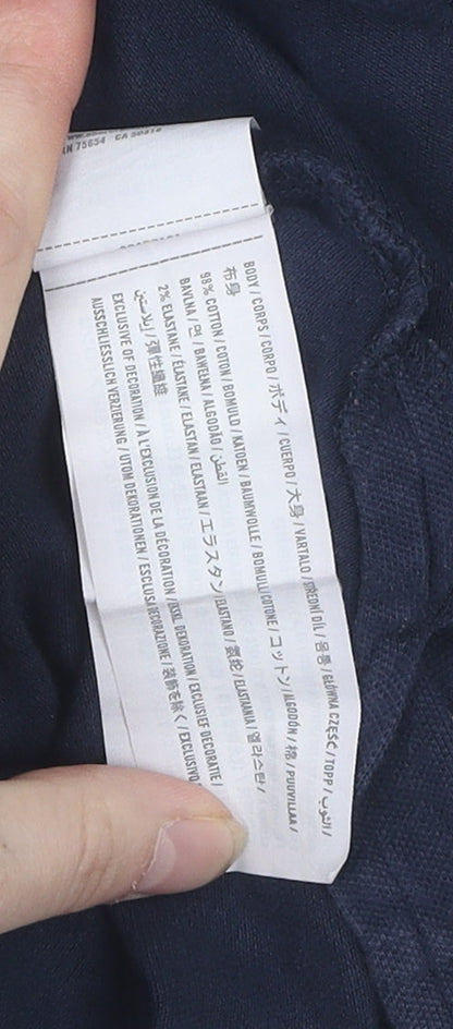 Hollister Men's Blue Slim Fit Graphic Polo L