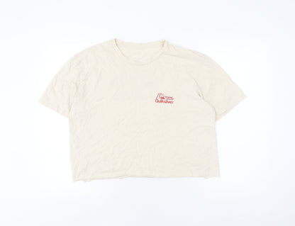 Unisex Adults UK Size L Quiksilver Beige Basic T-Shirt