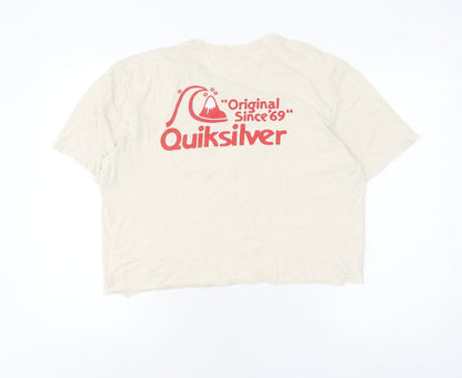 Unisex Adults UK Size L Quiksilver Beige Basic T-Shirt