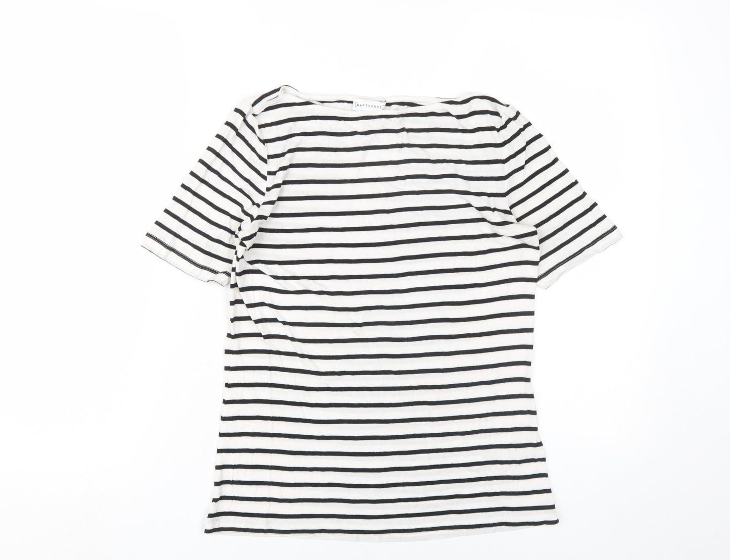 Womens UK Size 10 Warehouse White Basic T-Shirt