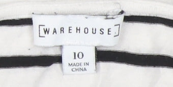 Womens UK Size 10 Warehouse White Basic T-Shirt