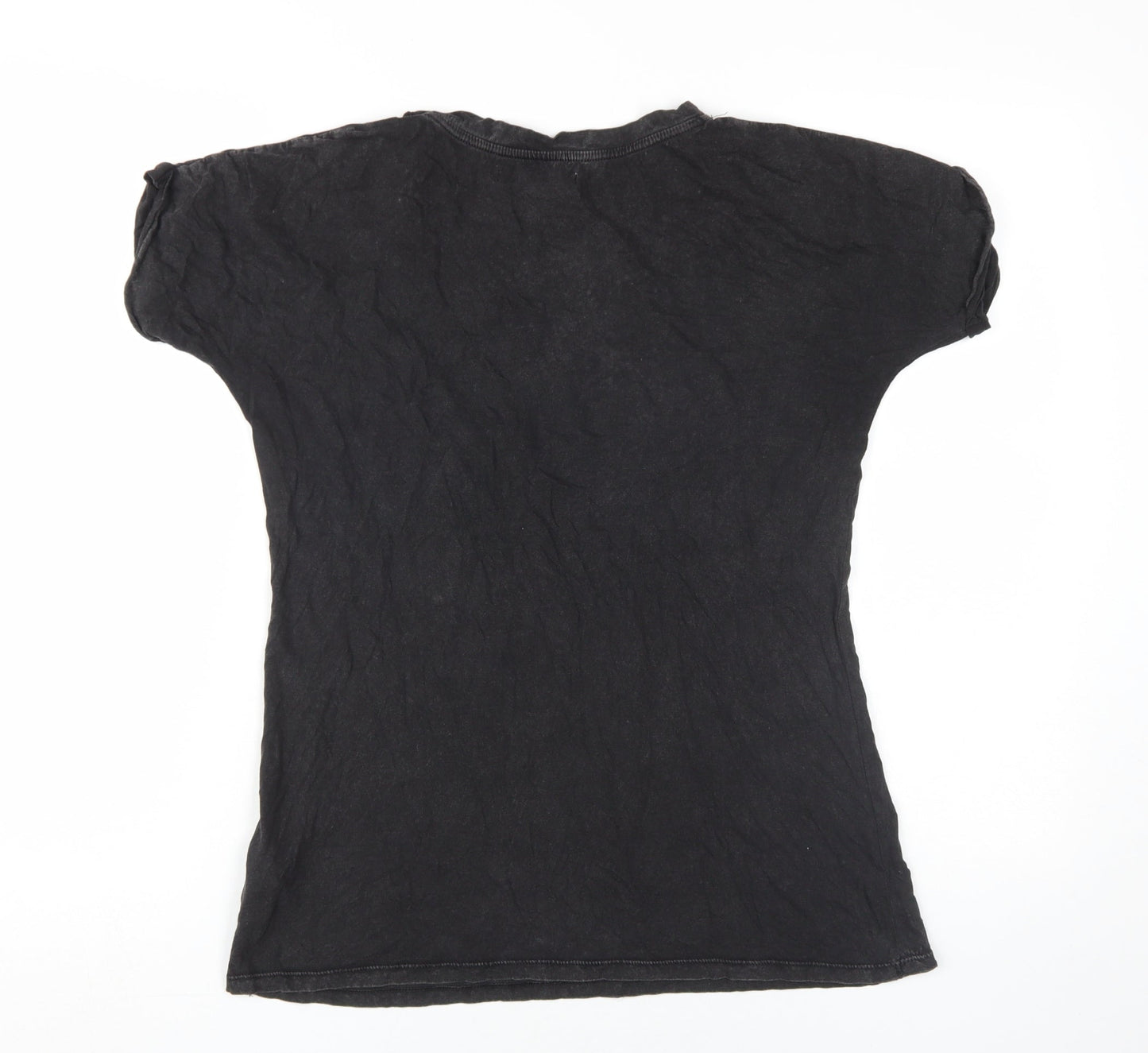 Womens UK Size S Zara Black Basic T-Shirt