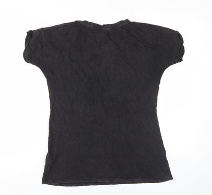 Womens UK Size S Zara Black Basic T-Shirt