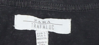 Womens UK Size S Zara Black Basic T-Shirt
