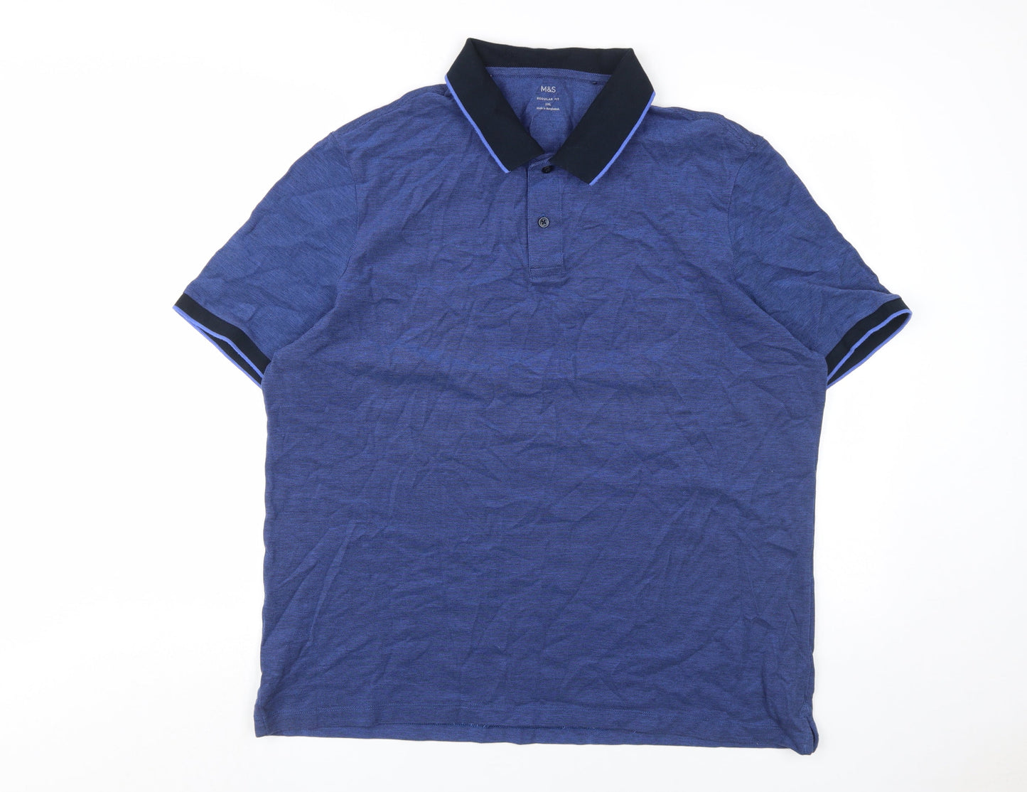 Marks and Spencer Men's Blue Polo Shirt 2XL