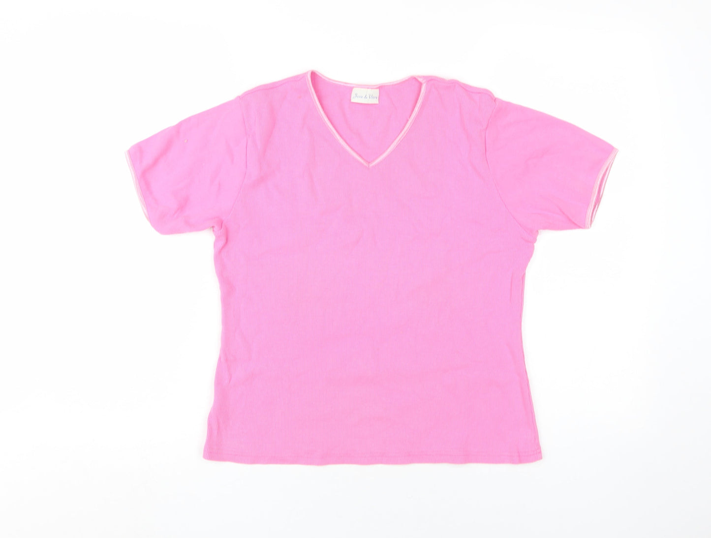 Womens UK Size L Joie de Vivre Pink Basic T-Shirt