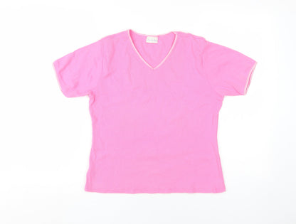 Womens UK Size L Joie de Vivre Pink Basic T-Shirt