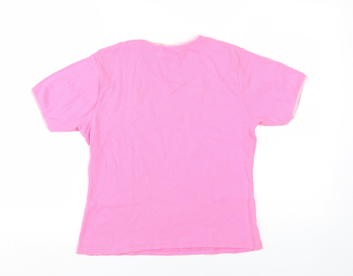 Womens UK Size L Joie de Vivre Pink Basic T-Shirt