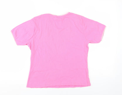 Womens UK Size L Joie de Vivre Pink Basic T-Shirt