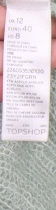 Womens UK Size 12 Topshop Green Pullover Jumper